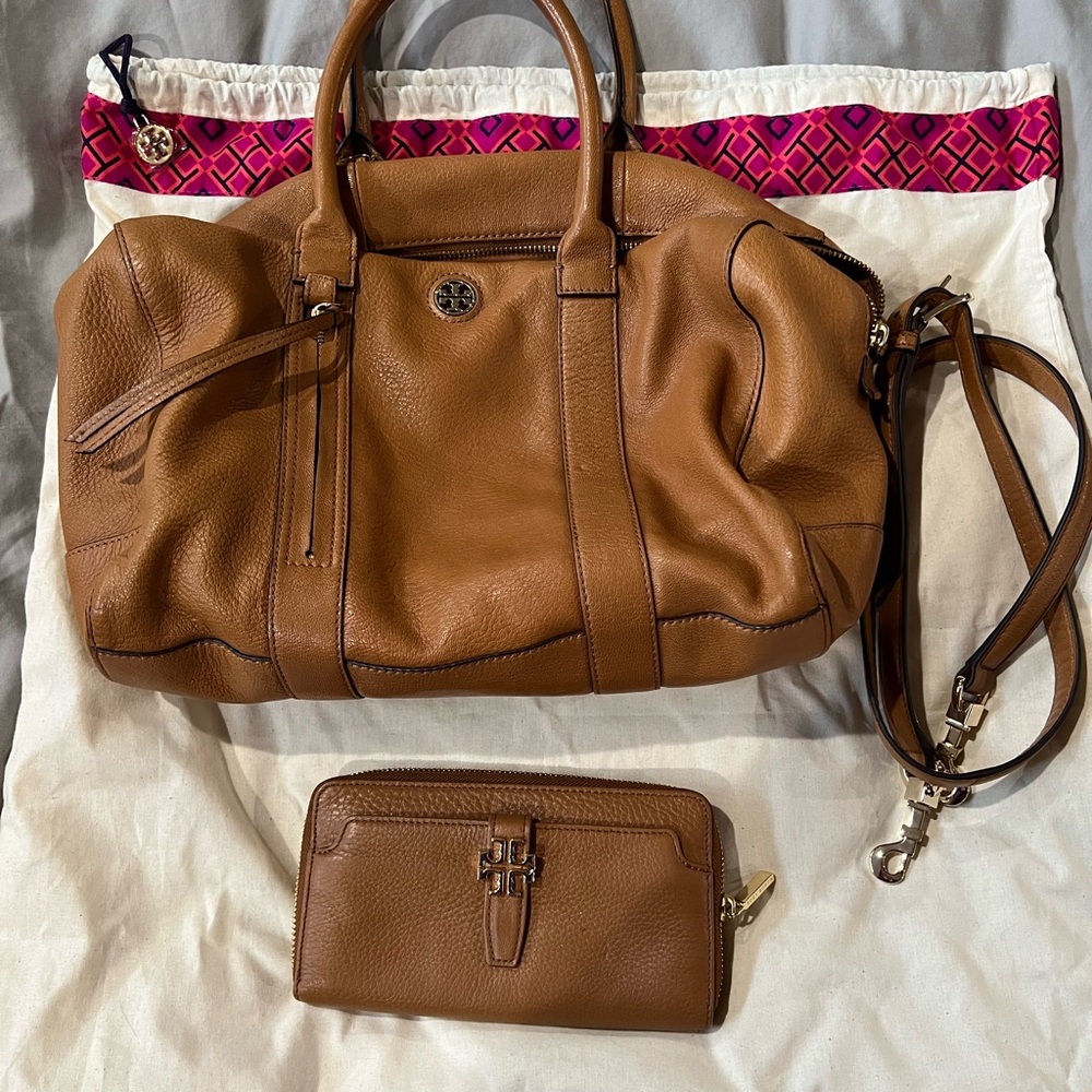 Tory Burch Brown Pebbled Leather Brody Satchel - Picture 7 of 7